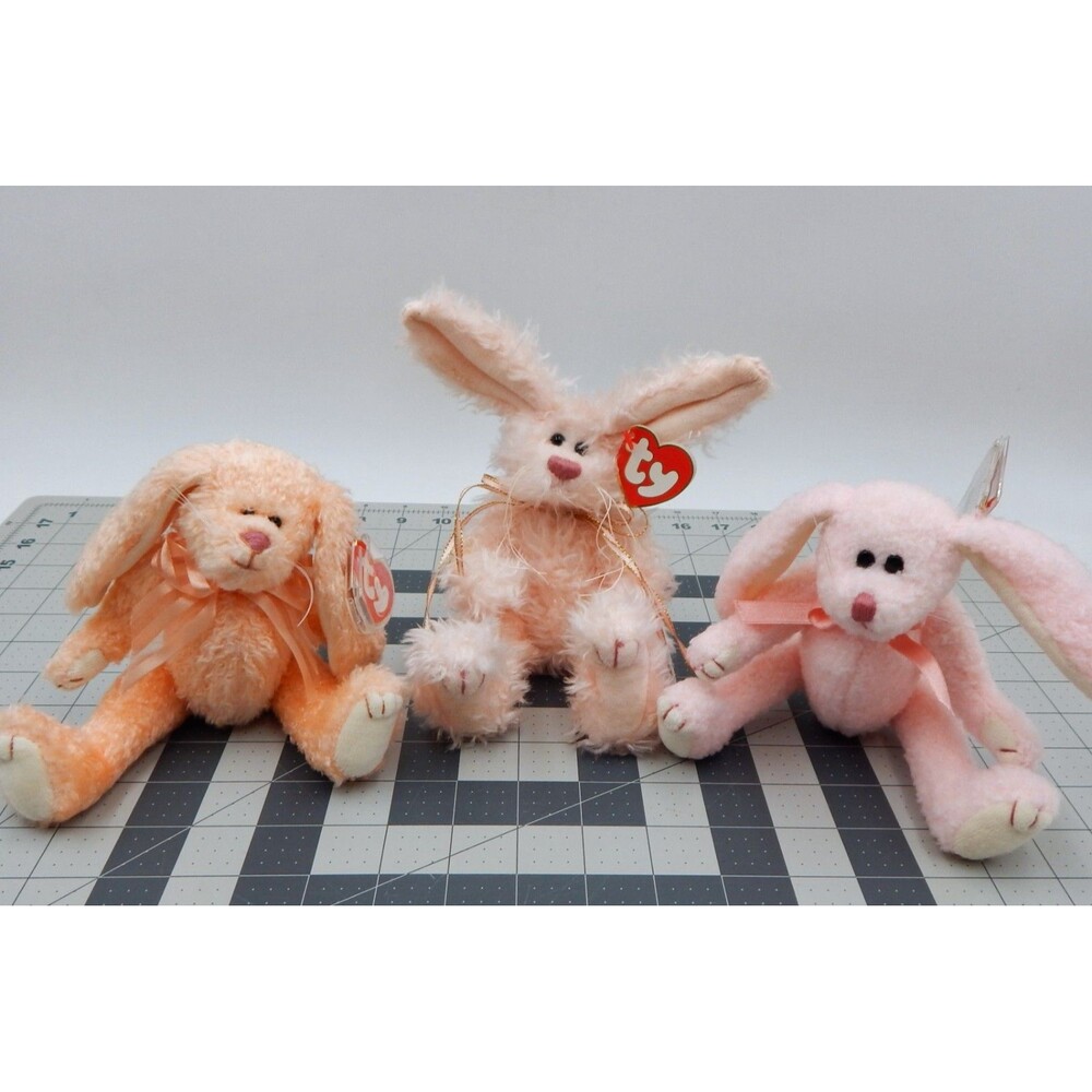 Ty Attic Treasures Collectible Bunnies Strawbunny Camelia Blush Jointed Plush